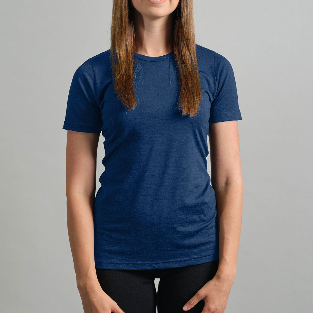 Ladies Summer Short Sleeve Merino T Shirt – Navy Blue