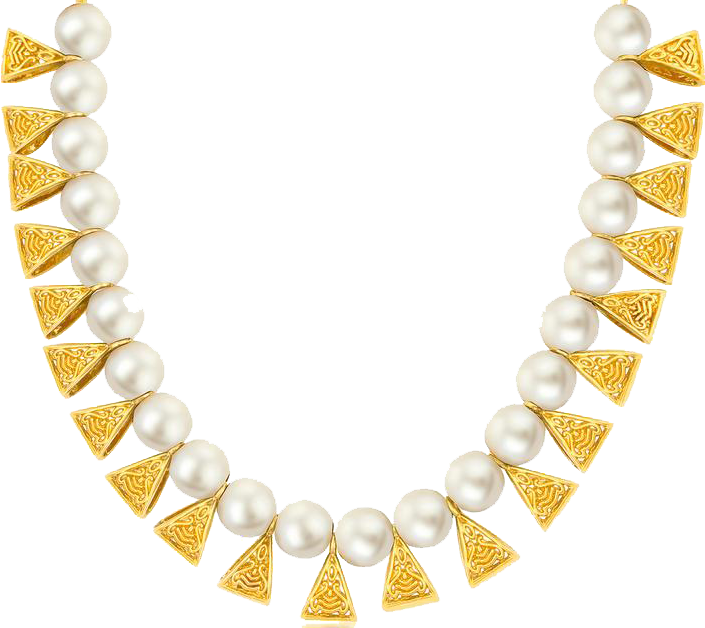 Yellow Gold Pearl Necklace