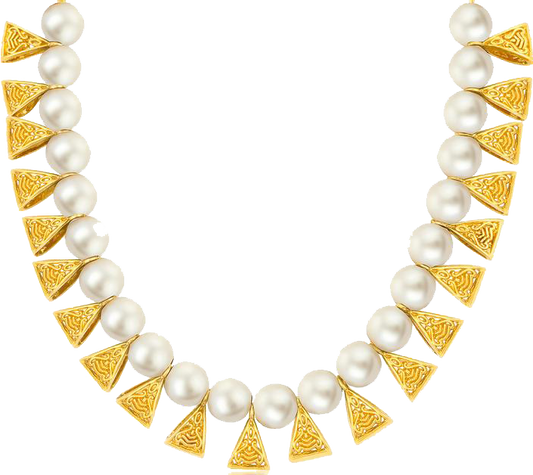 Yellow Gold Pearl Necklace